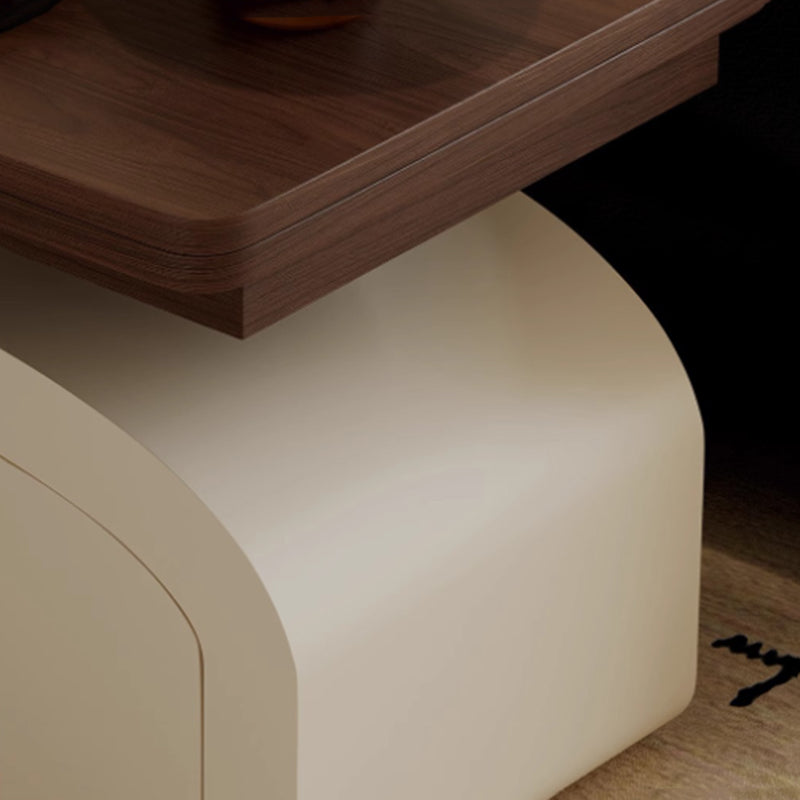Table basse rectangulaire moderne minimaliste en placage de bois de pin surélevable 1 niveau pour salon 