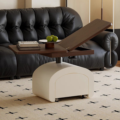 Table basse rectangulaire moderne minimaliste en placage de bois de pin surélevable 1 niveau pour salon 