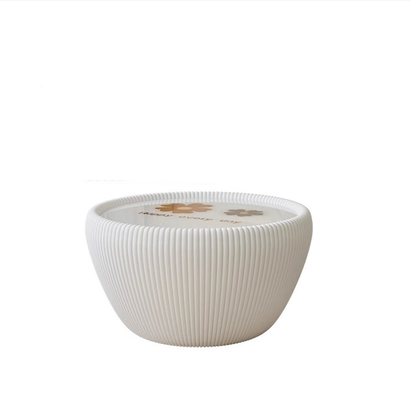 Table basse moderne minimaliste ronde en verre trempé et cuir PU 1 niveau pour salon 
