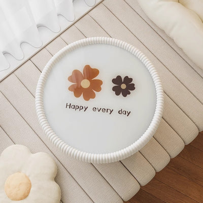 Table basse moderne minimaliste ronde en verre trempé et cuir PU 1 niveau pour salon 