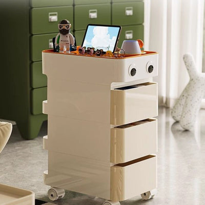 Table d'appoint rectangulaire minimaliste moderne en ABS avec roues universelles mobiles 1/2/3/4 tiroirs pour salon 