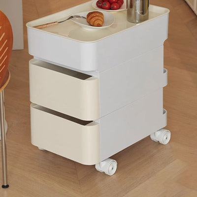 Table d'appoint rectangulaire minimaliste moderne en ABS avec roues universelles mobiles 1/2/3/4 tiroirs pour salon 