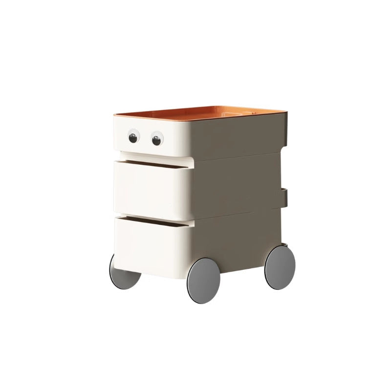 Modern Minimalist Rectangular ABS Movable Moon Wheel Side Table 1/2/3/4-Drawer For Living Room