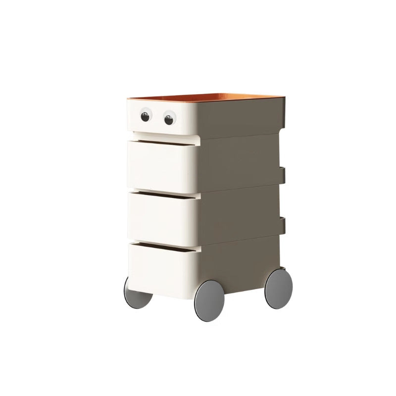 Modern Minimalist Rectangular ABS Movable Moon Wheel Side Table 1/2/3/4-Drawer For Living Room