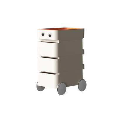 Table d'appoint rectangulaire minimaliste moderne en ABS avec roues en forme de lune, 1/2/3/4 tiroirs pour salon 