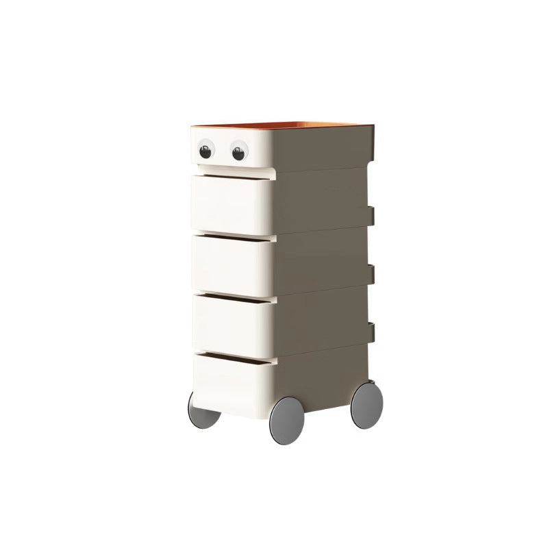Modern Minimalist Rectangular ABS Movable Moon Wheel Side Table 1/2/3/4-Drawer For Living Room