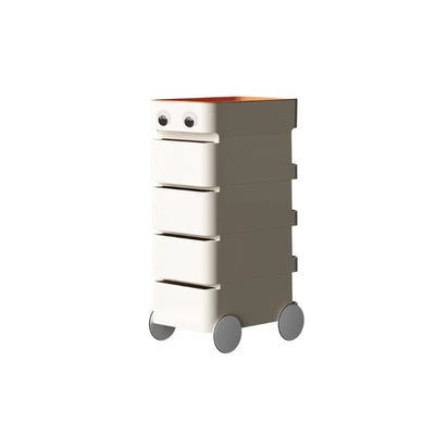 Table d'appoint rectangulaire minimaliste moderne en ABS avec roues en forme de lune, 1/2/3/4 tiroirs pour salon 