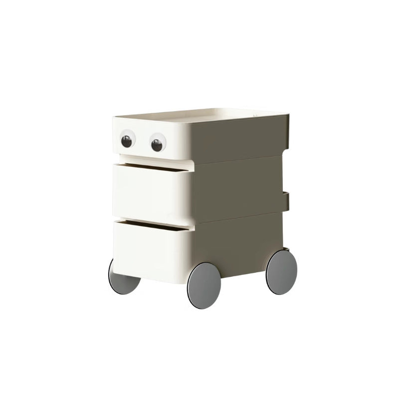 Modern Minimalist Rectangular ABS Movable Moon Wheel Side Table 1/2/3/4-Drawer For Living Room