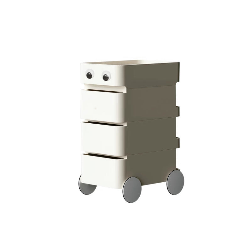 Modern Minimalist Rectangular ABS Movable Moon Wheel Side Table 1/2/3/4-Drawer For Living Room