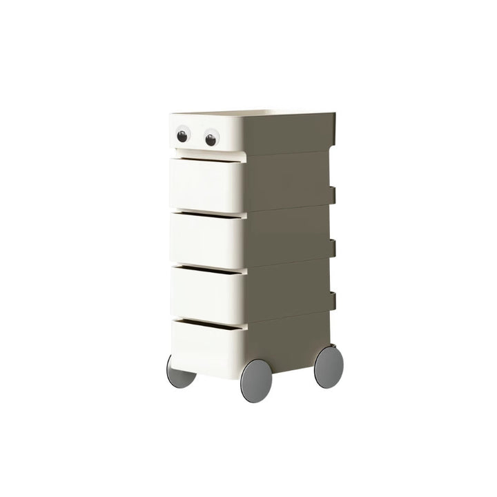 Modern Minimalist Rectangular ABS Movable Moon Wheel Side Table 1/2/3/4-Drawer For Living Room