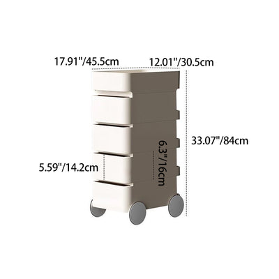Table d'appoint rectangulaire minimaliste moderne en ABS avec roues en forme de lune, 1/2/3/4 tiroirs pour salon 
