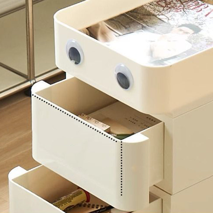 Modern Minimalist Rectangular ABS Movable Moon Wheel Side Table 1/2/3/4-Drawer For Living Room