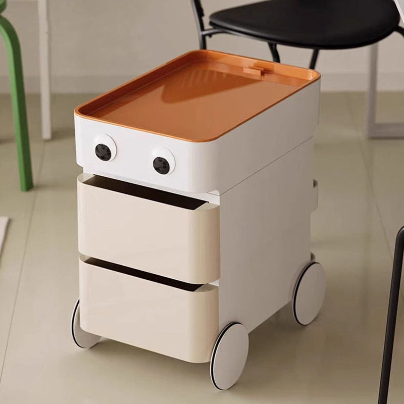 Modern Minimalist Rectangular ABS Movable Moon Wheel Side Table 1/2/3/4-Drawer For Living Room