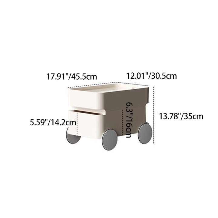 Modern Minimalist Rectangular ABS Movable Moon Wheel Side Table 1/2/3/4-Drawer For Living Room