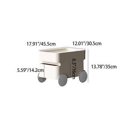 Table d'appoint rectangulaire minimaliste moderne en ABS avec roues en forme de lune, 1/2/3/4 tiroirs pour salon 