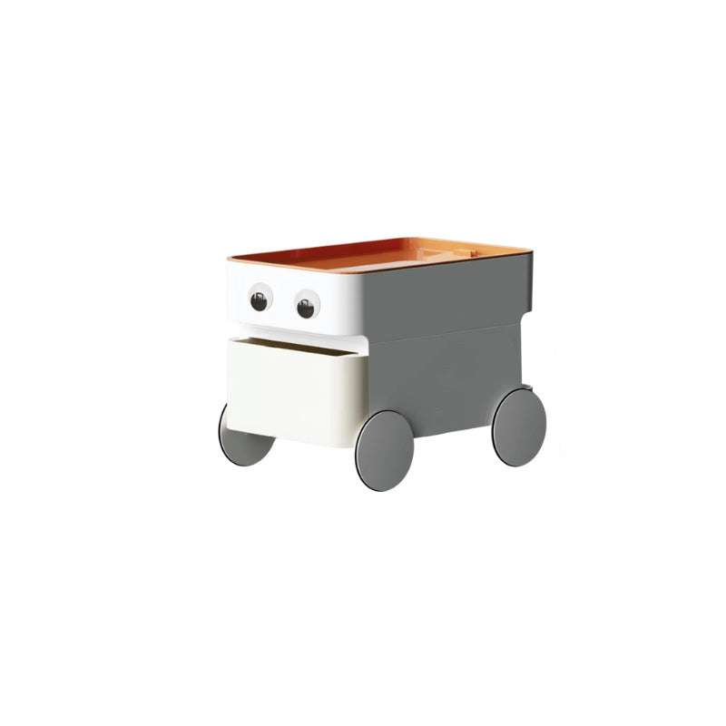 Modern Minimalist Rectangular ABS Movable Moon Wheel Side Table 1/2/3/4-Drawer For Living Room