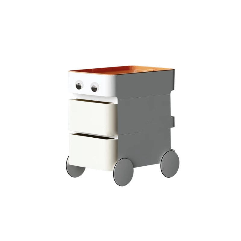 Modern Minimalist Rectangular ABS Movable Moon Wheel Side Table 1/2/3/4-Drawer For Living Room