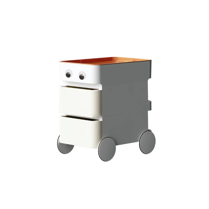 Modern Minimalist Rectangular ABS Movable Moon Wheel Side Table 1/2/3/4-Drawer For Living Room
