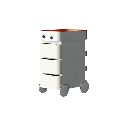 Table d'appoint rectangulaire minimaliste moderne en ABS avec roues en forme de lune, 1/2/3/4 tiroirs pour salon 