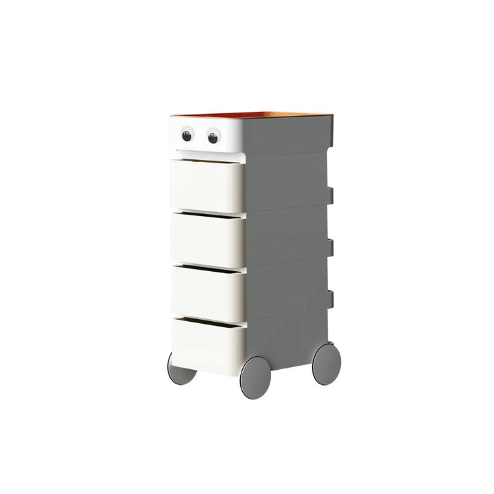 Modern Minimalist Rectangular ABS Movable Moon Wheel Side Table 1/2/3/4-Drawer For Living Room