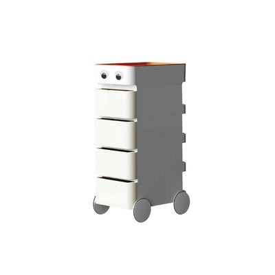 Table d'appoint rectangulaire minimaliste moderne en ABS avec roues en forme de lune, 1/2/3/4 tiroirs pour salon 