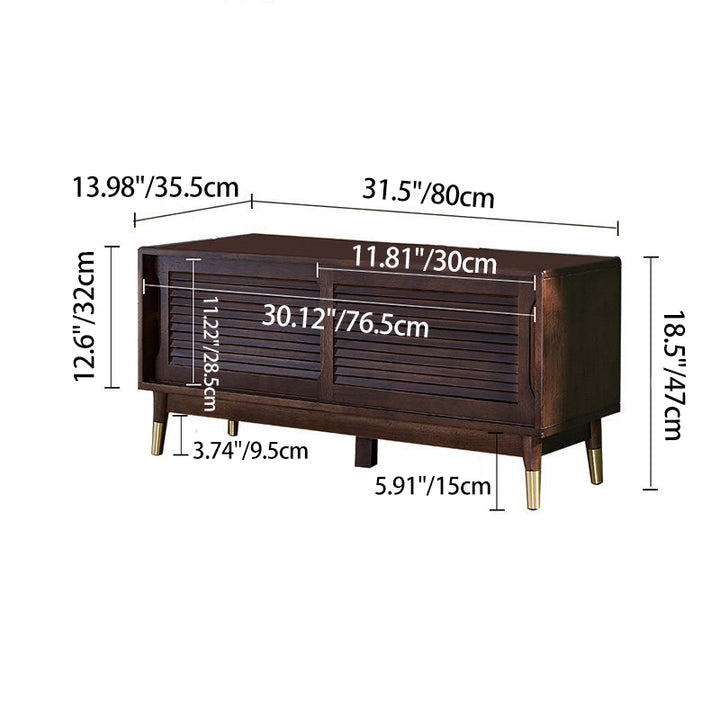 Traditional Vintage Rectangle Rubberwood Shoe Storage 2-Tier For Entryways