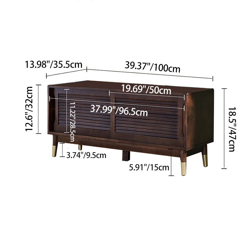 Traditional Vintage Rectangle Rubberwood Shoe Storage 2-Tier For Entryways