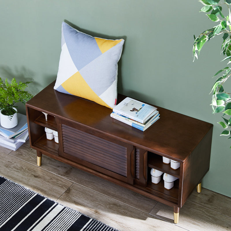Traditional Vintage Rectangle Rubberwood Shoe Storage 2-Tier For Entryways