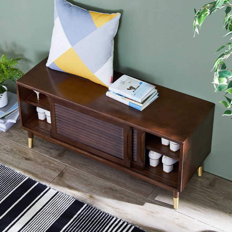 Traditional Vintage Rectangle Rubberwood Shoe Storage 2-Tier For Entryways