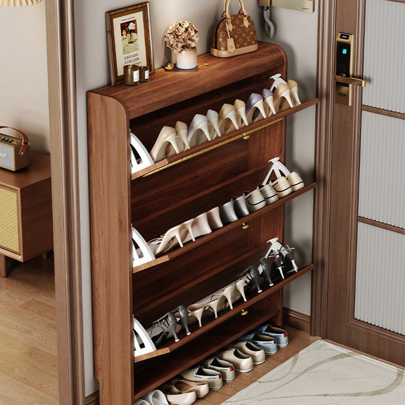 Traditional Vintage Rectangle MDF &amp; Artificial Leather Weaving Shoe Storage 3- Tier For Entryways