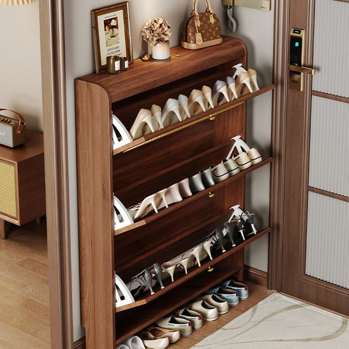 Traditional Vintage Rectangle MDF &amp; Artificial Leather Weaving Shoe Storage 3- Tier For Entryways
