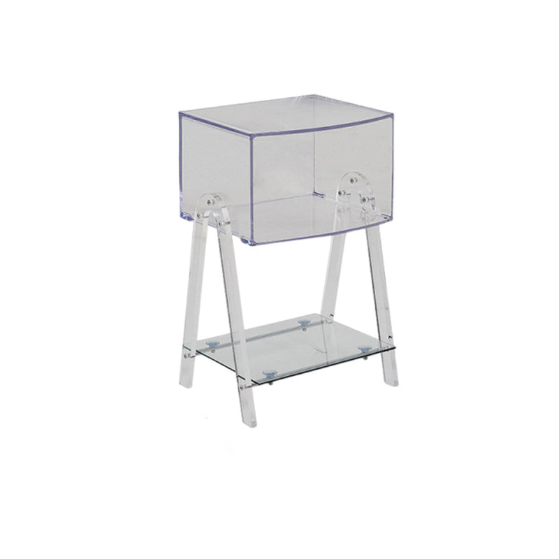 Mesa Auxiliar Moderna Minimalista Rectangular de Acrílico y Madera de Haya de 2 Niveles para Sala de Estar 
