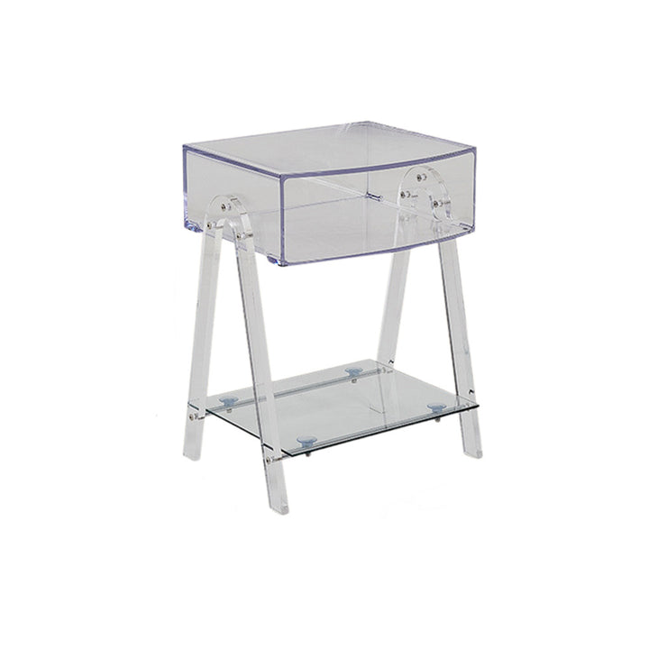 Modern Minimalist Rectangle Acrylic Beech Wood End Table 2-Tier For Living Room