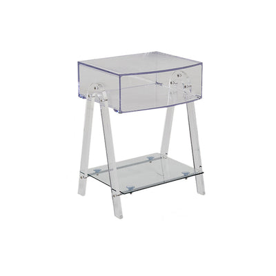 Mesa Auxiliar Moderna Minimalista Rectangular de Acrílico y Madera de Haya de 2 Niveles para Sala de Estar 