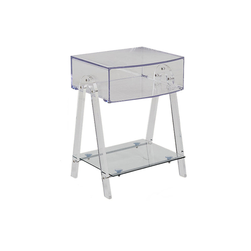 Mesa Auxiliar Moderna Minimalista Rectangular de Acrílico y Madera de Haya de 2 Niveles para Sala de Estar 
