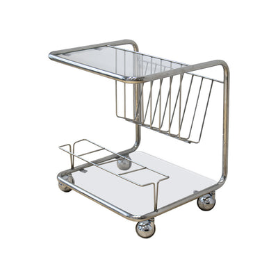 Mesa Auxiliar Movible de Vidrio y Acero Inoxidable Rectangular de Simplicidad Moderna de 4 Niveles para Sala de Estar 