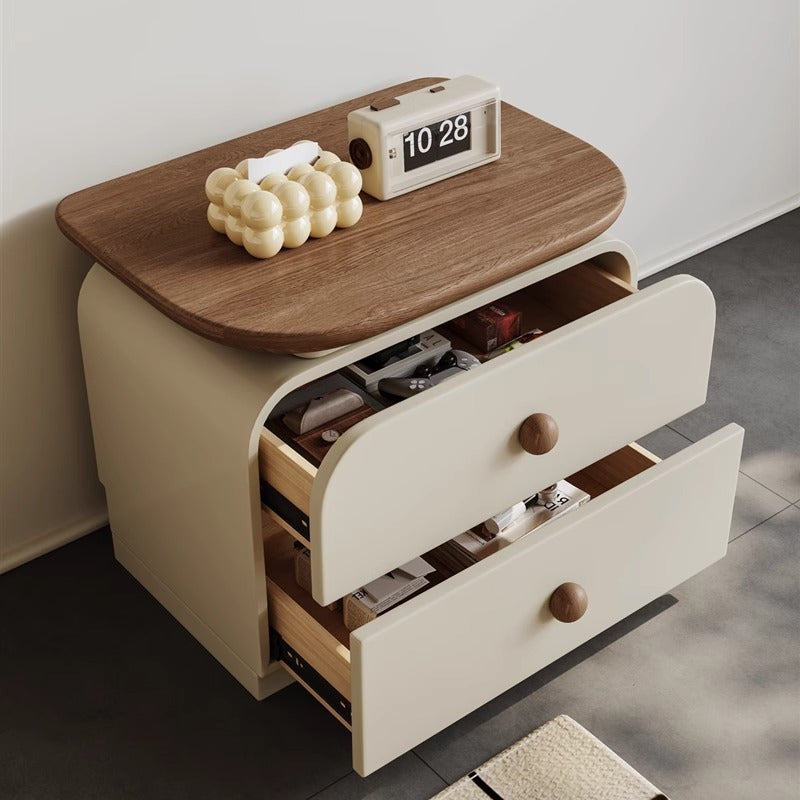 Traditioneller Vintage-Nachttisch mit quadratischer Form, aus massivem Holz, Sperrholz und MDF, mit Katzenkratzleder, 2 Schubladen, für das Schlafzimmer 