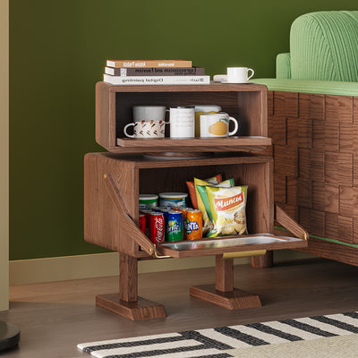 Modern Art Deco Kids Robot Rubberwood Acrylic Plastic Rotatable Nightstand 2-Drawer For Bedroom