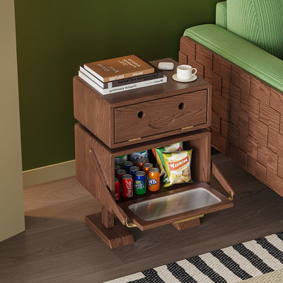 Modern Art Deco Kids Robot Rubberwood Acrylic Plastic Rotatable Nightstand 2-Drawer For Bedroom