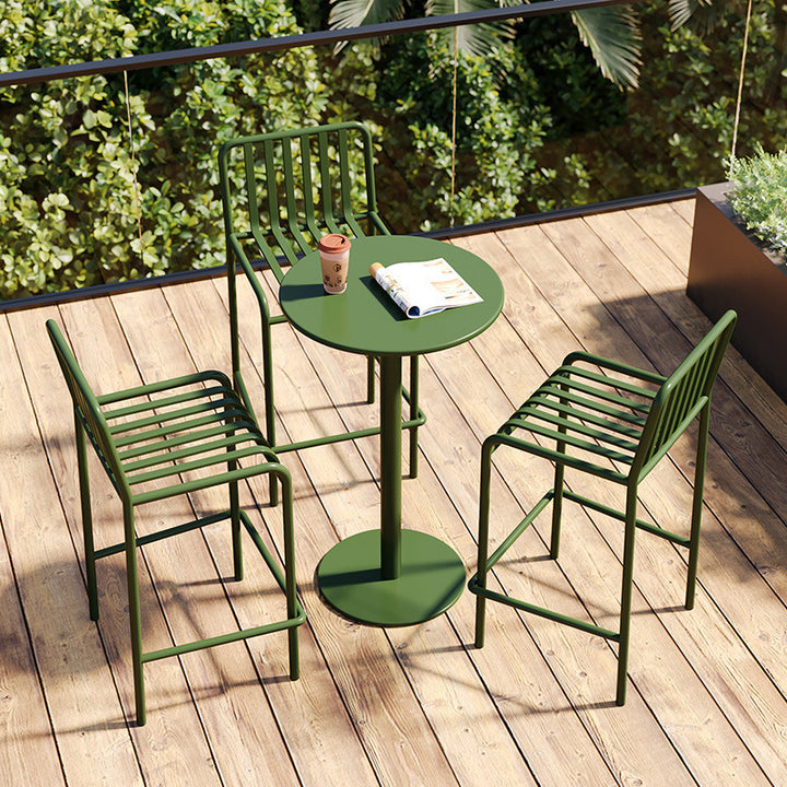 Modern Minimalist Round Iron Outdoor Bar Table 1-Tier For Garden