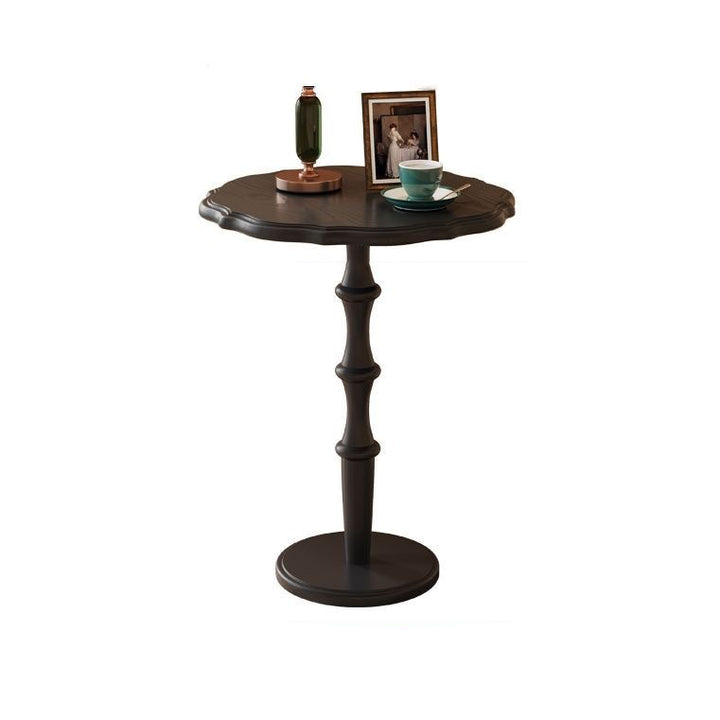 Traditional Vintage Round Lacework Rubberwood Coffee Table 1-Tier For Living Room
