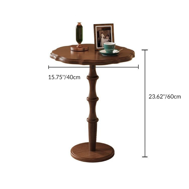 Traditional Vintage Round Lacework Rubberwood Coffee Table 1-Tier For Living Room