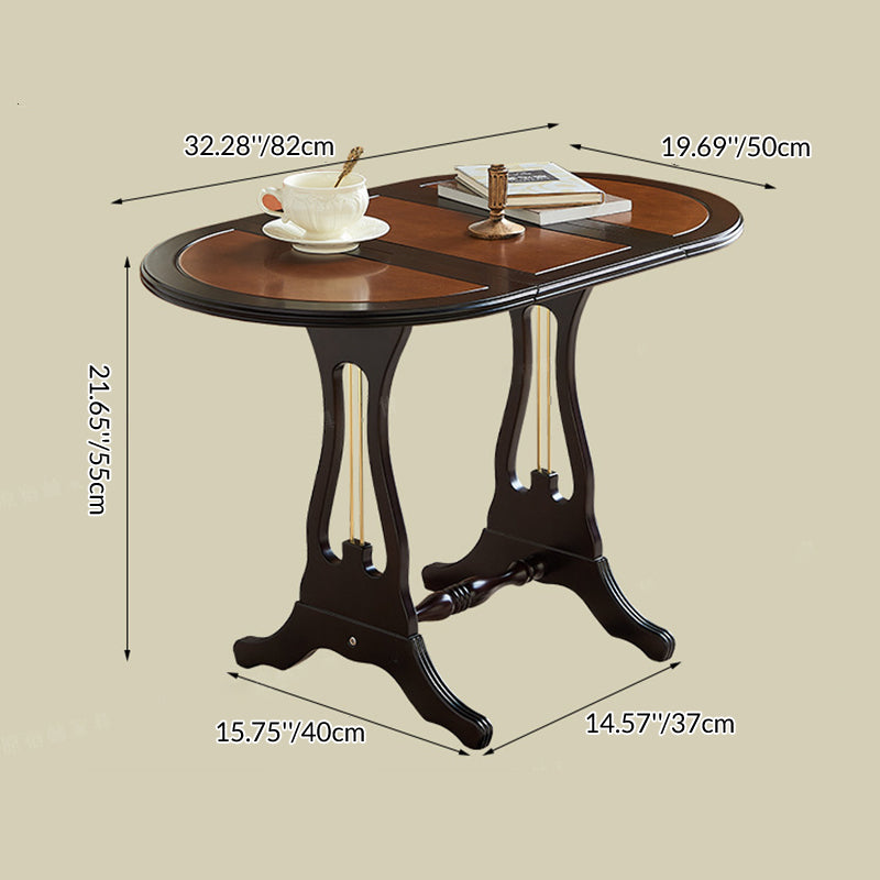 Traditional Vintage Oval Plywood Birch Wood Foldable Rotatable Coffee Table 1-Tier For Living Room