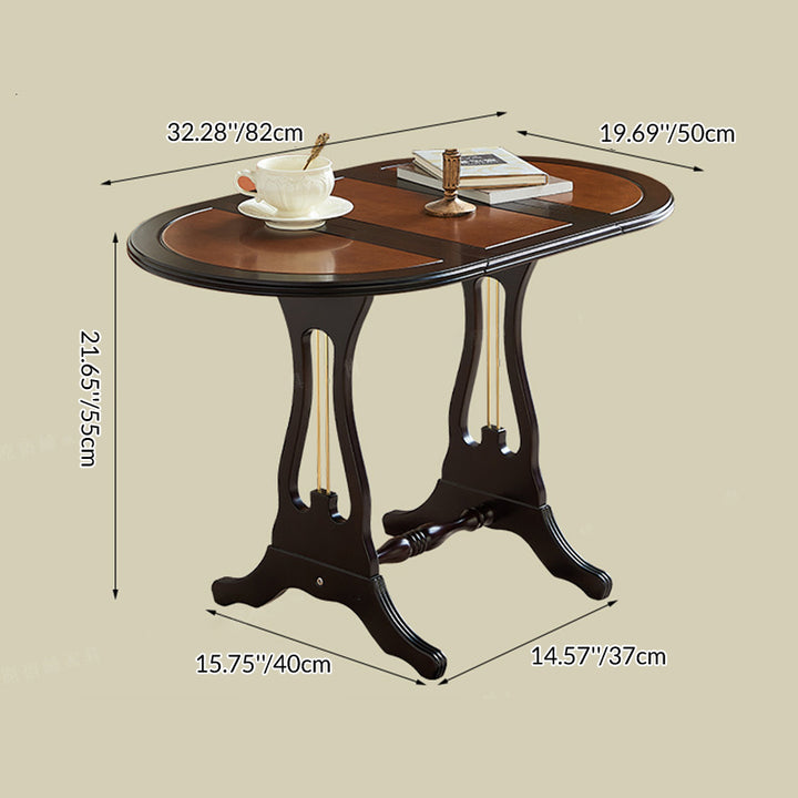 Traditional Vintage Oval Plywood Birch Wood Foldable Rotatable Coffee Table 1-Tier For Living Room