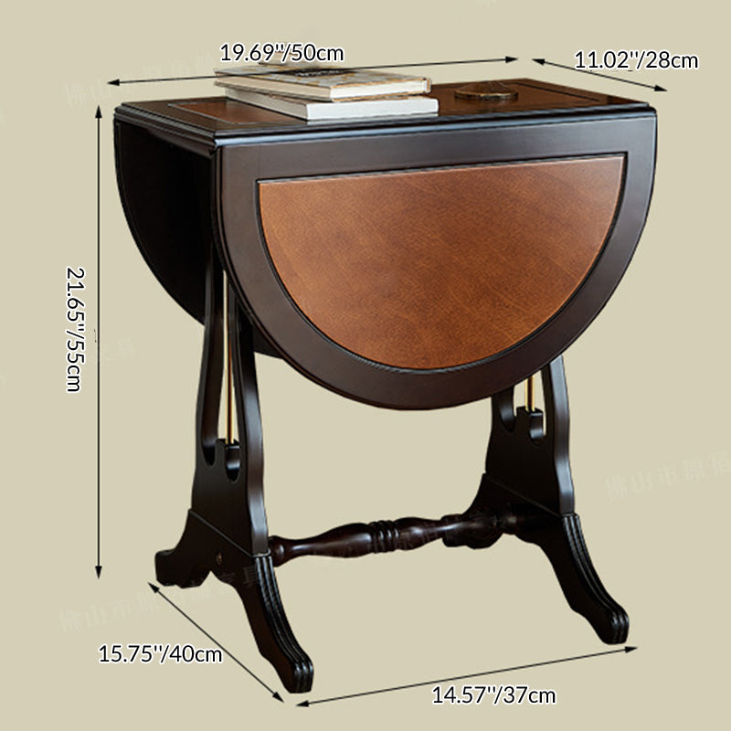 Traditional Vintage Oval Plywood Birch Wood Foldable Rotatable Coffee Table 1-Tier For Living Room