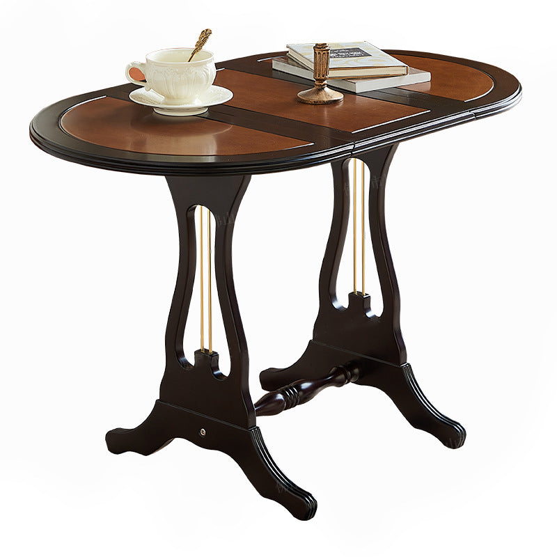 Traditional Vintage Oval Plywood Birch Wood Foldable Rotatable Coffee Table 1-Tier For Living Room