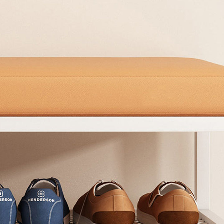 Banc rectangulaire minimaliste moderne en fer avec simili cuir et éponge à 2 niveaux pour entrées 