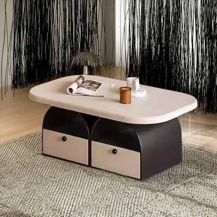 Modern Art Deco Eyeglasses Solid Wood Plywood Rubberwood &amp; MDF Coffee Table 4-Drawer For Living Room