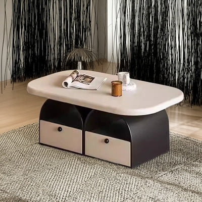 Modern Art Deco Eyeglasses Plywood Rubberwood & MDF Coffee Table 4-Drawer For Living Room