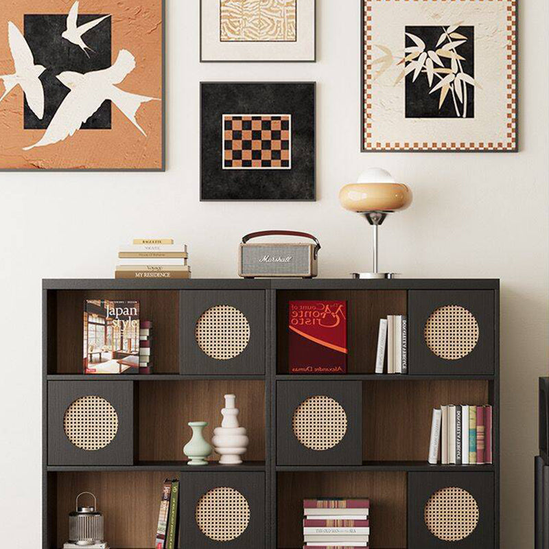 Contemporary Scandinavian Rectangular Pine Wood Floor-to-Ceiling Storage Cabinet 3-Tier For Study